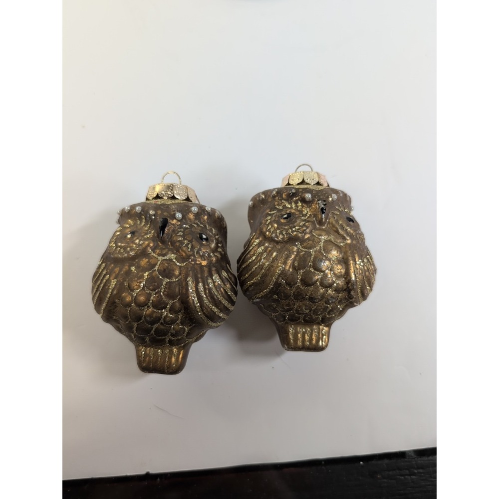 Wondershop Handcrafted Glass Owl‎ Christmas/Holiday Ornament 3" 2 Ornaments